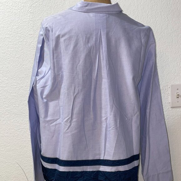 NWT Blue L/S Blouse WHYCI 48 / XL Made in Italy - Picture 2 of 4